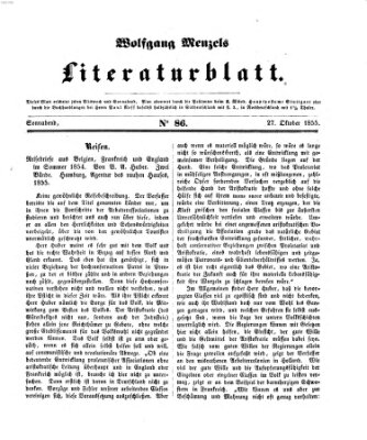 Literaturblatt (Morgenblatt für gebildete Stände) Samstag 27. Oktober 1855