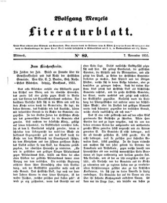 Literaturblatt (Morgenblatt für gebildete Stände) Mittwoch 7. November 1855