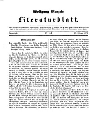 Literaturblatt (Morgenblatt für gebildete Stände) Freitag 23. Februar 1855