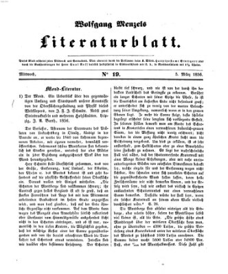 Literaturblatt (Morgenblatt für gebildete Stände) Montag 5. März 1855