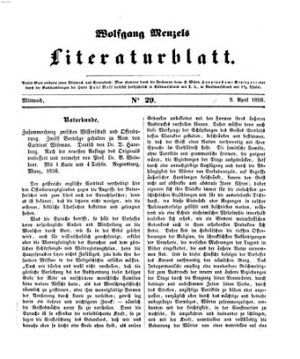 Literaturblatt (Morgenblatt für gebildete Stände) Montag 9. April 1855