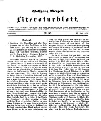 Literaturblatt (Morgenblatt für gebildete Stände) Donnerstag 12. April 1855