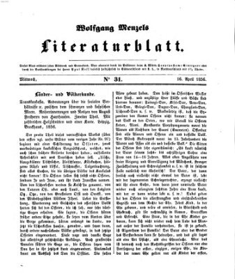 Literaturblatt (Morgenblatt für gebildete Stände) Montag 16. April 1855