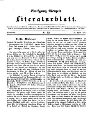 Literaturblatt (Morgenblatt für gebildete Stände) Donnerstag 19. April 1855