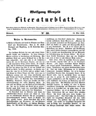 Literaturblatt (Morgenblatt für gebildete Stände) Montag 14. Mai 1855