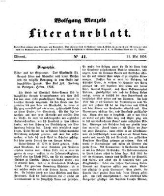 Literaturblatt (Morgenblatt für gebildete Stände) Montag 21. Mai 1855