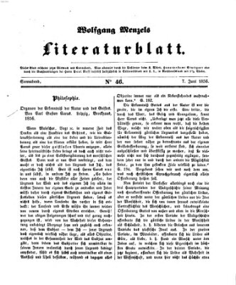 Literaturblatt (Morgenblatt für gebildete Stände) Donnerstag 7. Juni 1855