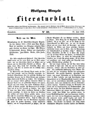 Literaturblatt (Morgenblatt für gebildete Stände) Donnerstag 21. Juni 1855