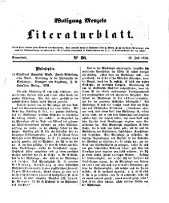 Literaturblatt (Morgenblatt für gebildete Stände) Donnerstag 19. Juli 1855