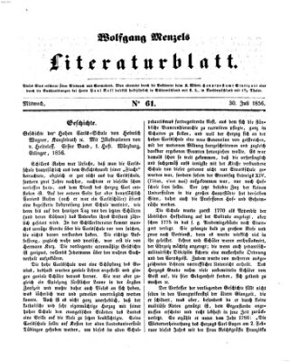 Literaturblatt (Morgenblatt für gebildete Stände) Montag 30. Juli 1855