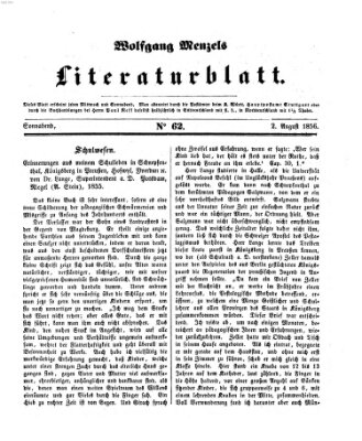 Literaturblatt (Morgenblatt für gebildete Stände) Donnerstag 2. August 1855