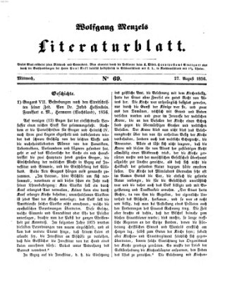 Literaturblatt (Morgenblatt für gebildete Stände) Montag 27. August 1855