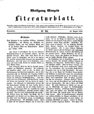 Literaturblatt (Morgenblatt für gebildete Stände) Donnerstag 30. August 1855