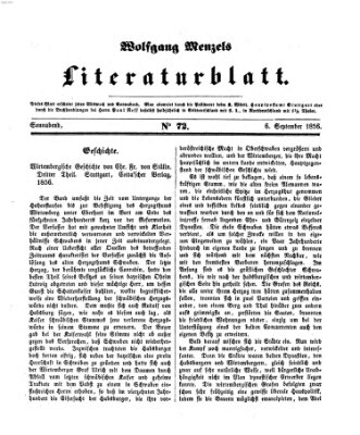 Literaturblatt (Morgenblatt für gebildete Stände) Donnerstag 6. September 1855