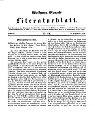 Literaturblatt (Morgenblatt für gebildete Stände) Montag 10. September 1855