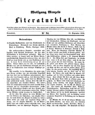 Literaturblatt (Morgenblatt für gebildete Stände) Donnerstag 13. September 1855