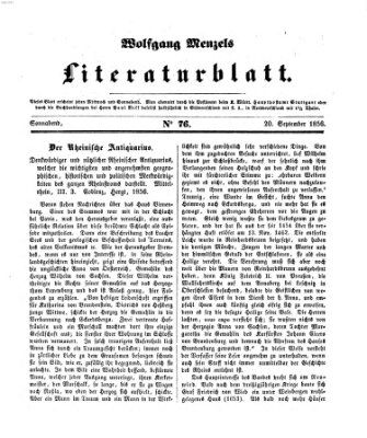 Literaturblatt (Morgenblatt für gebildete Stände) Donnerstag 20. September 1855