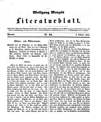 Literaturblatt (Morgenblatt für gebildete Stände) Montag 8. Oktober 1855