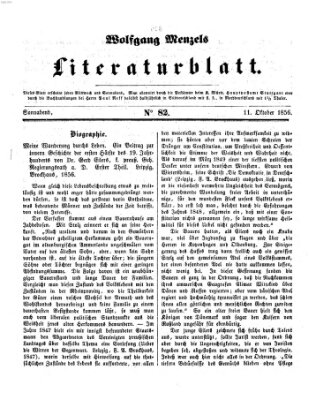 Literaturblatt (Morgenblatt für gebildete Stände) Donnerstag 11. Oktober 1855