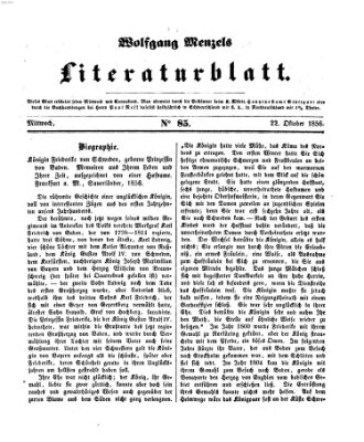 Literaturblatt (Morgenblatt für gebildete Stände) Montag 22. Oktober 1855