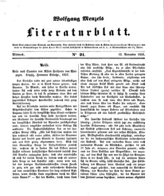 Literaturblatt (Morgenblatt für gebildete Stände) Montag 12. November 1855