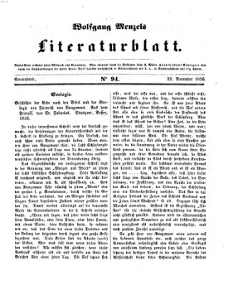 Literaturblatt (Morgenblatt für gebildete Stände) Donnerstag 22. November 1855