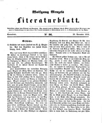 Literaturblatt (Morgenblatt für gebildete Stände) Donnerstag 29. November 1855