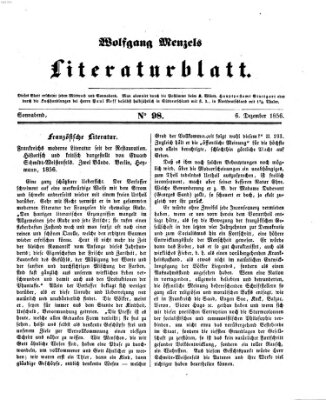 Literaturblatt (Morgenblatt für gebildete Stände) Donnerstag 6. Dezember 1855