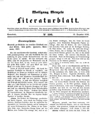 Literaturblatt (Morgenblatt für gebildete Stände) Donnerstag 13. Dezember 1855