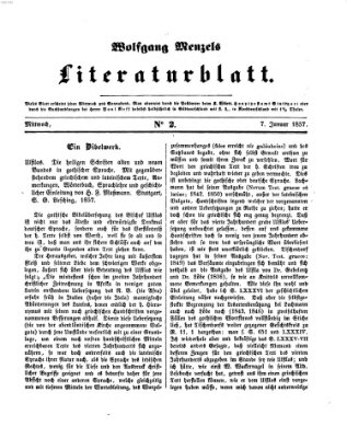 Literaturblatt (Morgenblatt für gebildete Stände) Mittwoch 7. Januar 1857