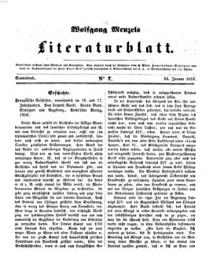 Literaturblatt (Morgenblatt für gebildete Stände) Samstag 24. Januar 1857