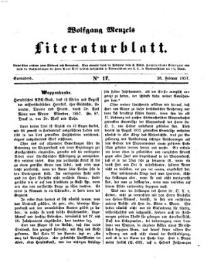 Literaturblatt (Morgenblatt für gebildete Stände) Samstag 28. Februar 1857