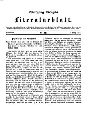 Literaturblatt (Morgenblatt für gebildete Stände) Samstag 7. März 1857