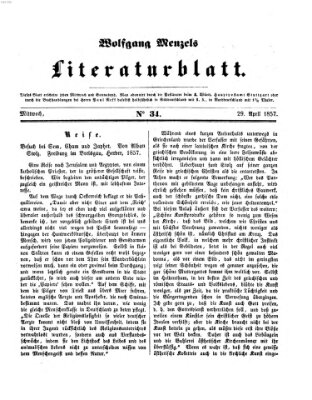 Literaturblatt (Morgenblatt für gebildete Stände) Mittwoch 29. April 1857