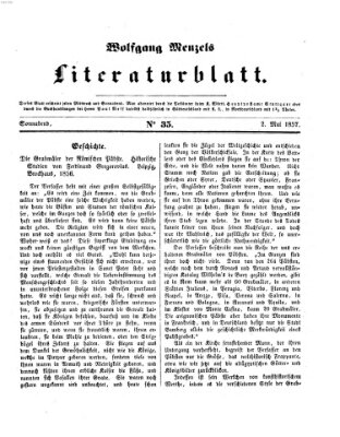 Literaturblatt (Morgenblatt für gebildete Stände) Samstag 2. Mai 1857