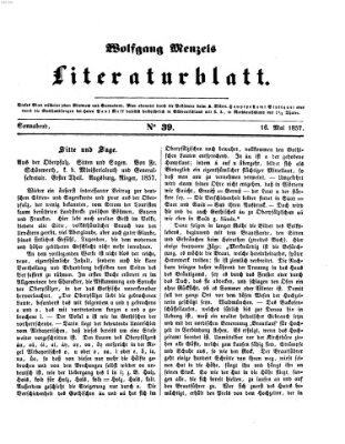 Literaturblatt (Morgenblatt für gebildete Stände) Samstag 16. Mai 1857