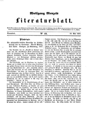 Literaturblatt (Morgenblatt für gebildete Stände) Samstag 23. Mai 1857