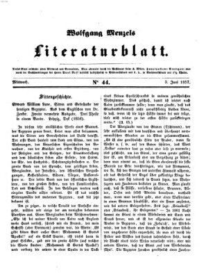 Literaturblatt (Morgenblatt für gebildete Stände) Mittwoch 3. Juni 1857