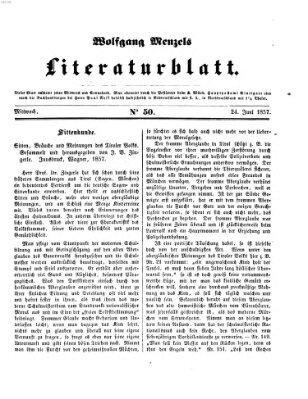 Literaturblatt (Morgenblatt für gebildete Stände) Mittwoch 24. Juni 1857