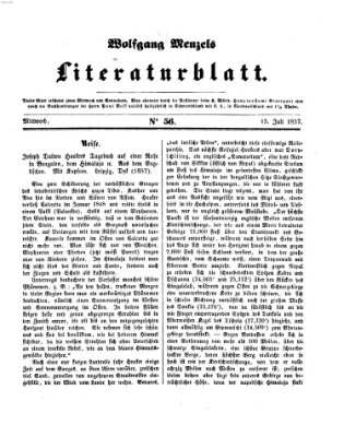 Literaturblatt (Morgenblatt für gebildete Stände) Mittwoch 15. Juli 1857