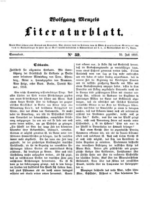 Literaturblatt (Morgenblatt für gebildete Stände) Samstag 25. Juli 1857