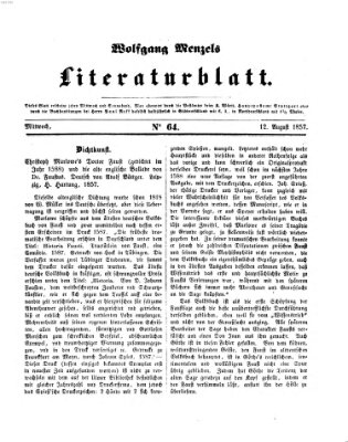 Literaturblatt (Morgenblatt für gebildete Stände) Mittwoch 12. August 1857