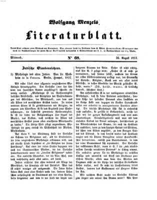 Literaturblatt (Morgenblatt für gebildete Stände) Mittwoch 26. August 1857