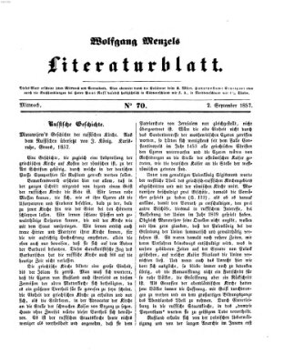 Literaturblatt (Morgenblatt für gebildete Stände) Mittwoch 2. September 1857