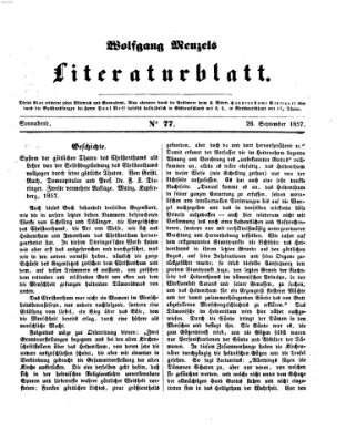 Literaturblatt (Morgenblatt für gebildete Stände) Samstag 26. September 1857