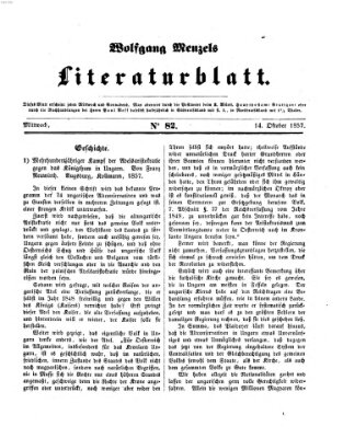 Literaturblatt (Morgenblatt für gebildete Stände) Mittwoch 14. Oktober 1857