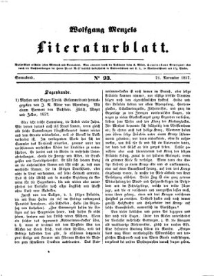 Literaturblatt (Morgenblatt für gebildete Stände) Samstag 21. November 1857