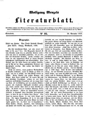 Literaturblatt (Morgenblatt für gebildete Stände) Samstag 28. November 1857