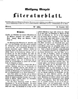 Literaturblatt (Morgenblatt für gebildete Stände) Mittwoch 30. Dezember 1857