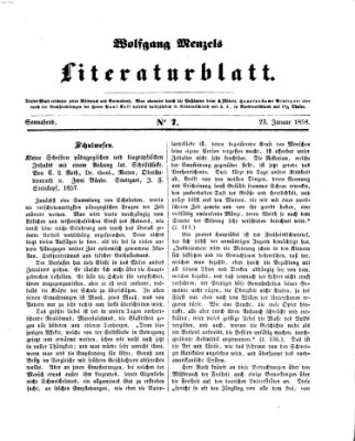 Literaturblatt (Morgenblatt für gebildete Stände) Samstag 23. Januar 1858